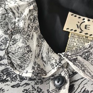 Silk ICE three-quarter sleeves button front Top M